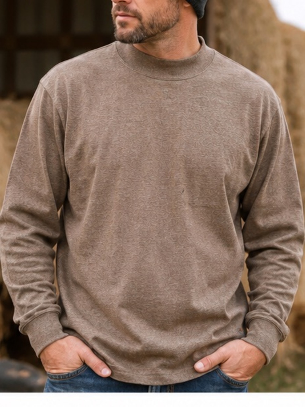 Carhartt Men’s Mock Turtleneck Work Shirt Large Brown